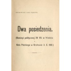 Dwa posiedzenia (Komisyi politycznej 29. VII w Wiedniu i Koła Polskiego w Krakowie 3. X. 1916). [Leon Biliński]