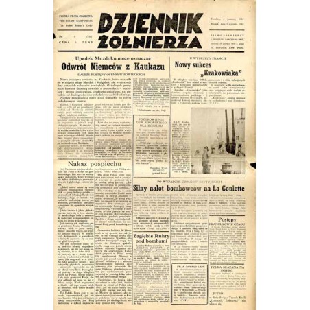 Dziennik Żołnierza. Polska prasa obozowa. Pismo żołnierzy 1. Korpusu Pancerno Mot. R.4 (1943). Nr 3 (738) (5 stycznia 1943) / OR