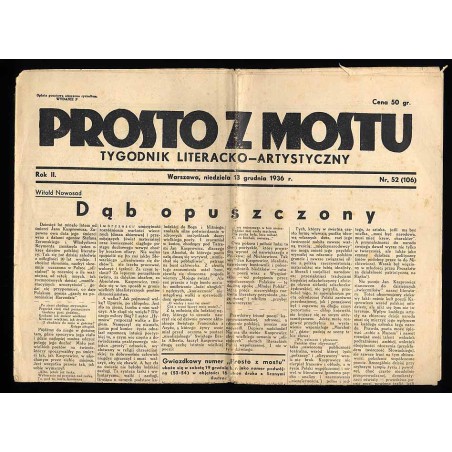 Prosto z Mostu. Tygodnik literacko-artystyczny. R.2 (1936). Nr 52 (106) (13 grudnia 1936)