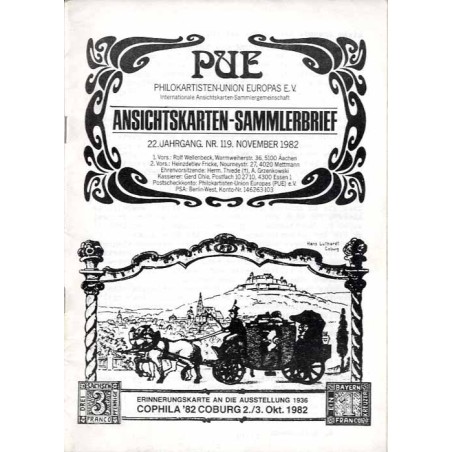Ansichtskarten-Sammlerbrief. 22. Jahrgang (1982). Nr 119 (November 1982). PUE Philokaristen-Union Europas E.V