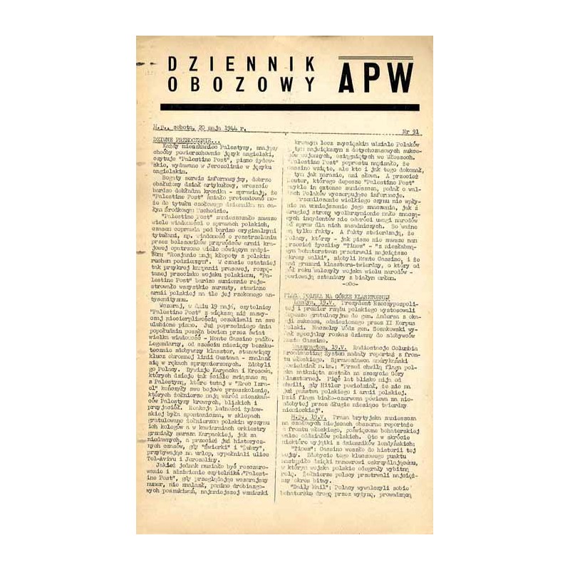 Dziennik Obozowy APW. 1944. Nr 91 (20 maja 1944)