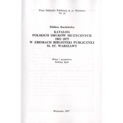 Katalog polskich druków muzycznych 1801-1875 w zbiorach Biblioteki Publicznej m. st. Warszawy