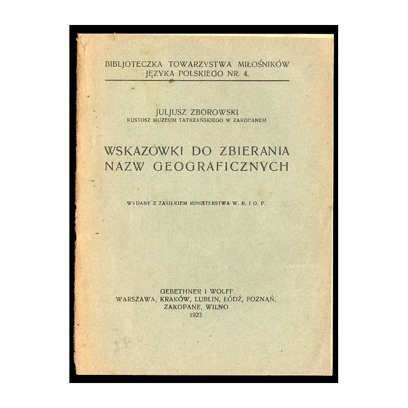 Wskazówki do zbierania nazw geograficznych