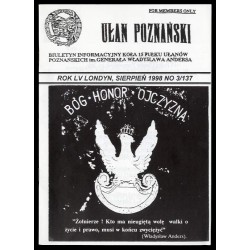 Ułan Poznański. Biuletyn informacyjny Koła 15 Pułku Ułanów Poznańskich Im. Generała Władysława Andersa. R.55 (1998). Nr 3/137 (V