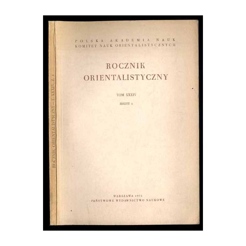 Rocznik Orientalistyczny. T.34 (1971). Z.1