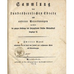 Sammlung der landesherrlichen Edicte anderer Verordnungen welchen im ganzen Umfange des Herzogthums Nassau Gesetzeskraft beigele