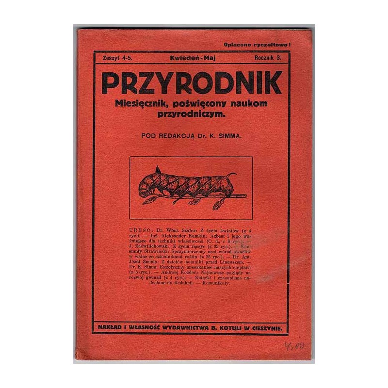 Przyrodnik. Miesięcznik, poświęcony naukom przyrodniczym. R.3 (1926). Z.4-5 (Kwiecień - Maj 1926)