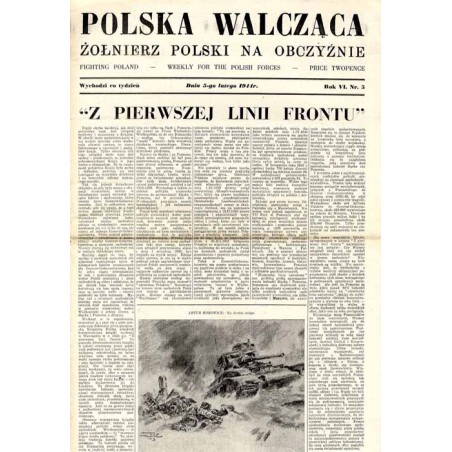 Polska Walcząca - Żołnierz Polski na Obczyźnie. Fighting Poland. Weekly for the Polish Forces. R.6 (1944). Nr 5 (5 lutego 1944)