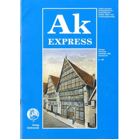 Ak Express. Größte deutsche Fachzeitschrift für Ansichtskarten-, Heimat-, Motiv- und Forschungssammler. (1998). Nr 89 (Oktober-N