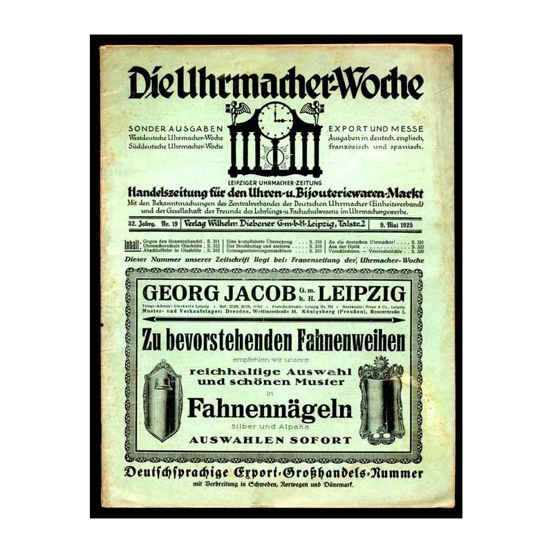 Die Uhrmacher-Woche. Leipziger Uhrmacher-Zeitung. 32. Jahrgang (1925). Nr 19 (9.05.1925)