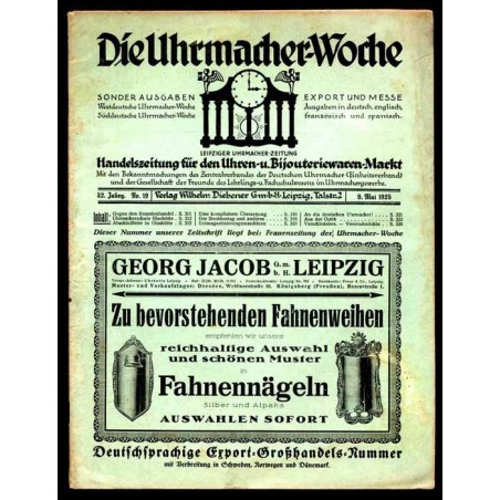 Die Uhrmacher-Woche. Leipziger Uhrmacher-Zeitung. 32. Jahrgang (1925). Nr 19 (9.05.1925)
