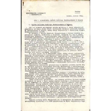 Stan i zagadnienia główne Kościoła Prawosławnego w Polsce. Londyn, marzec 1943