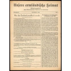 Unsere Ermländische Heimat. Mitteilungsblatt des Historischen Vereins für Ermland. 8. Jahrgang (1962). Nr. 1 2 3 4 (komplet)