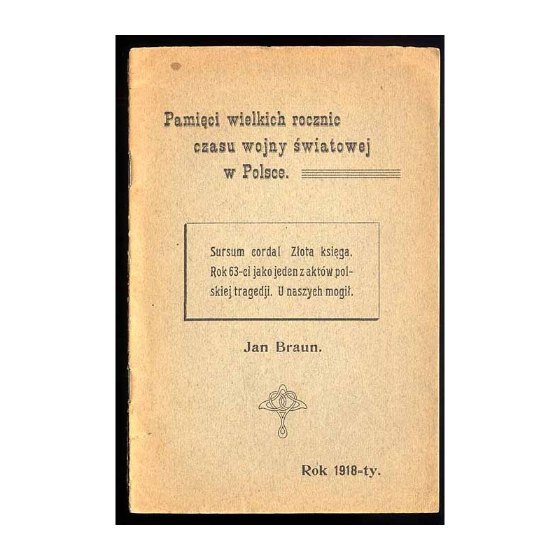 Pamięci wielkich rocznic czasu wojny światowej w Polsce. Sursum corda! Złota księga. Rok 63-ci jako jeden z aktów polskiej trage