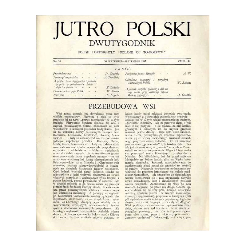 Jutro Polski. Dwutygodnik. 1942. Nr 10 (30 wrzesień 1942)