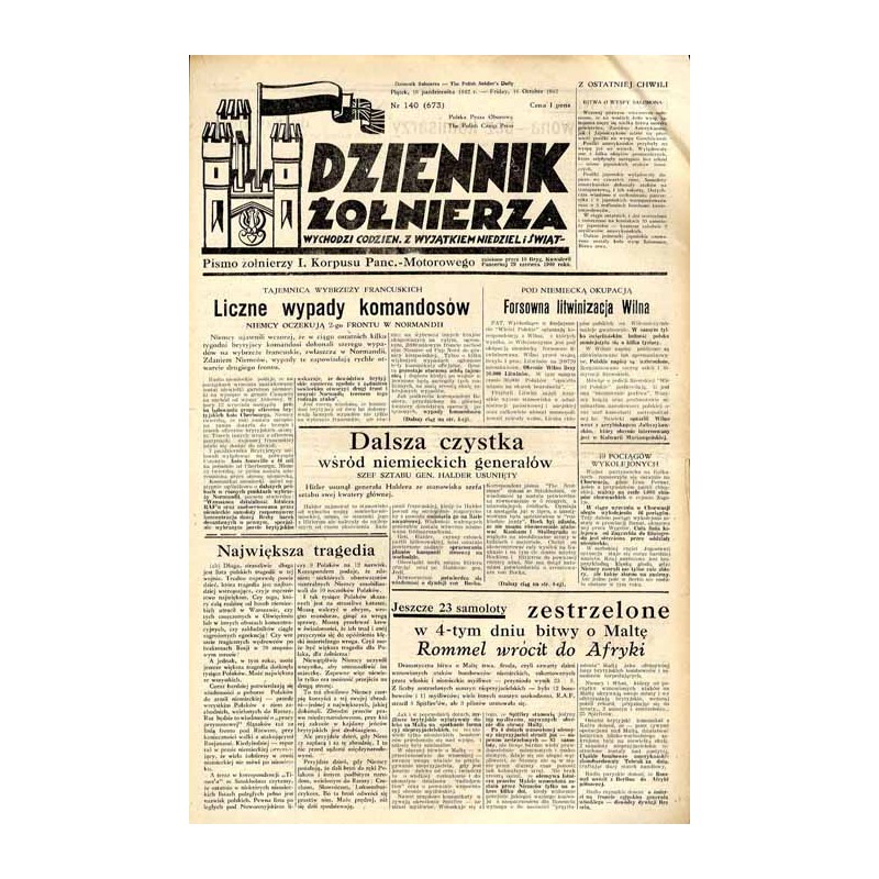 Dziennik Żołnierza. [...] Pismo żołnierzy I. Korpusu Panc.-Motorowego. R.3 (1942). Nr 140 (673) (16 października 1942) / Pomocni