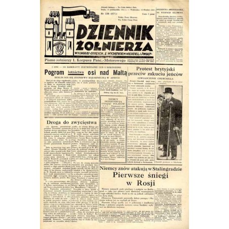 Dziennik Żołnierza. [...] Pismo żołnierzy I. Korpusu Panc.-Motorowego. R.3 (1942). Nr 138 (671) (14 października 1942)
