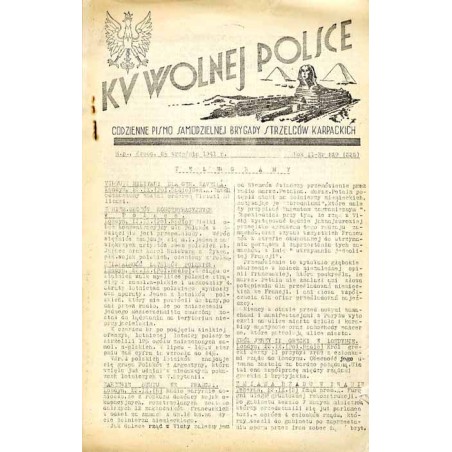 Ku Wolnej Polsce. Codzienne pismo Brygady Strzelców Karpackich. R.2 (1941). Nr 229 (335) (24 września 1941)