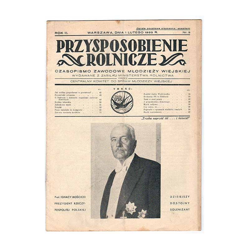 Przysposobienie Rolnicze. Czasopismo zawodowe młodzieży wiejskiej. R.3 (1933). Nr 3 (1 II 1933)