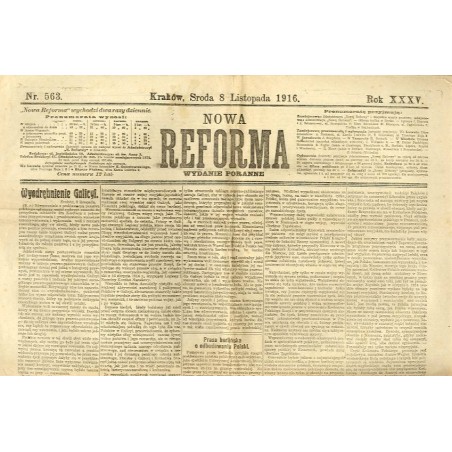 Nowa Reforma. R.35 (1916). Nr 563 (8 listopada 1916). Wydanie poranne