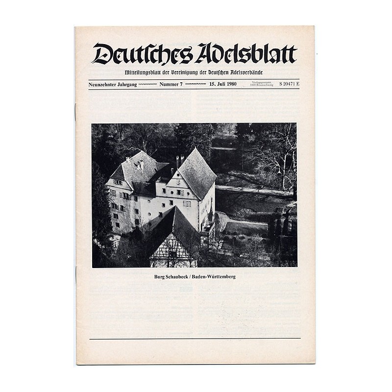 Deutsches Adelsblatt. 19. Jahrgang (1980). Nr 7 (15 VII 1980) [Burg Schaubeck / Baden-Württemberg]