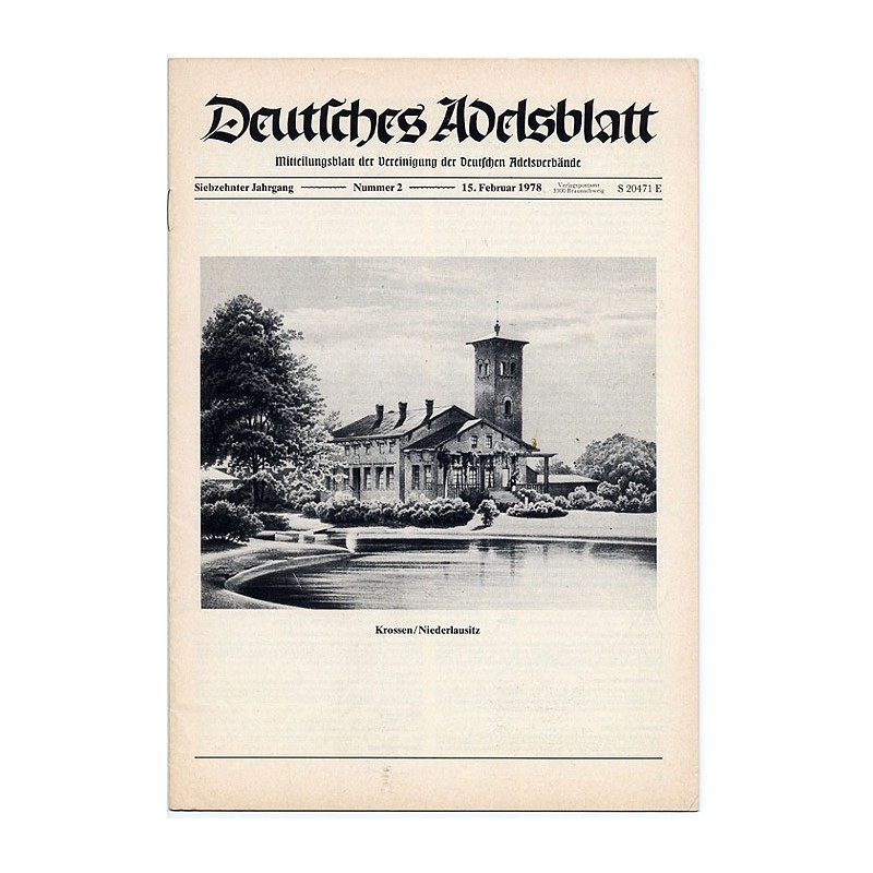 Deutsches Adelsblatt. 17. Jahrgang (1978). Nr 2 (15 II 1978) [Krossen, Krs. Luckau / Niederlausitz]