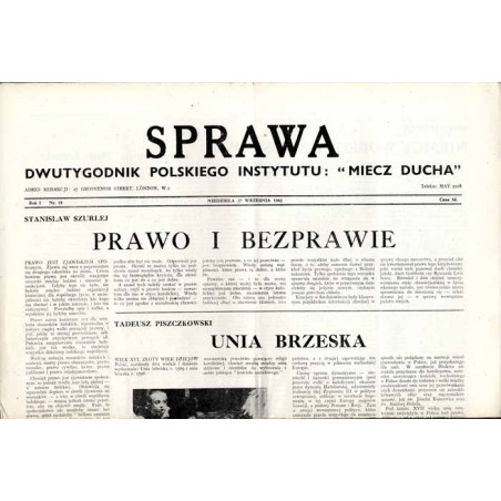 Sprawa. Dwutygodnik Polskiego Instytutu: "Miecz Ducha"  The Common Cause. Fortnightly of the Polish Section of the "Sword of th