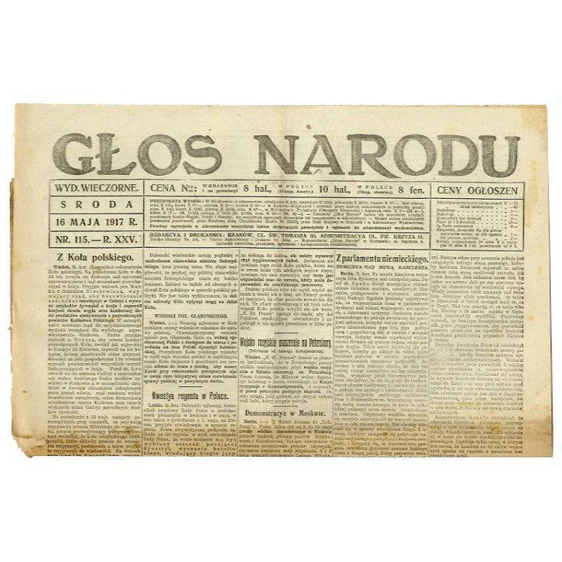Głos Narodu. R.25 (1917). Nr 115 (16 maja 1917). Wydanie wieczorne