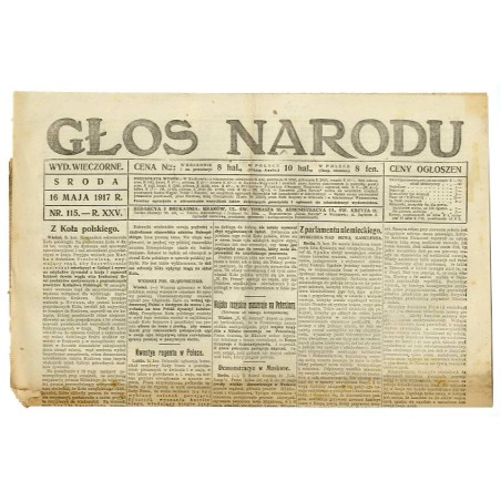 Głos Narodu. R.25 (1917). Nr 115 (16 maja 1917). Wydanie wieczorne