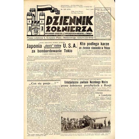 Dziennik Żołnierza. [...] Pismo żołnierzy I. Korpusu Panc.-Motorowego. R.3 (1942). Nr 143 (676) (20 października 1942)