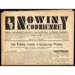 Nowiny Codzienne. Pismo poświęcone sprawom ludu polskiego na Śląsku Opolskim. R.26 (1936). Nr 210 (12 września 1936)