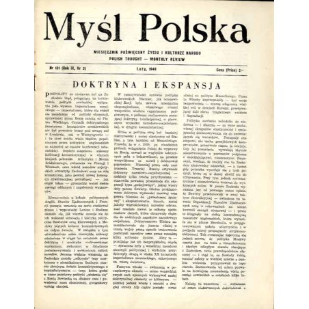 Myśl Polska. Dwutygodnik poświęcony życiu i kulturze narodu  Polish Thought. Fortnightly review. R.9 (1949). Nr 2 (131) (Luty 1