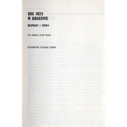 Rok 1923 w Krakowie. Rozprawy i studia