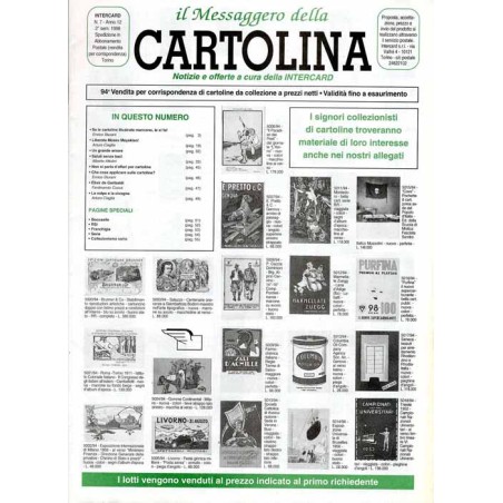 Il Messaggero della Cartolina. Notizie e offerte a cura della Intercard. R.12 (1999). Nr 7