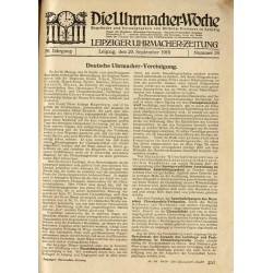 Die Uhrmacher-Woche. Leipziger Uhrmacher-Zeitung. 26. Jahrgang (1919). Nr 38 (20.09.1919)