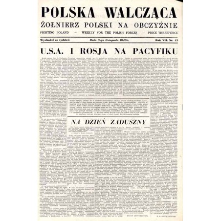 Polska Walcząca - Żołnierz Polski na Obczyźnie. Fighting Poland. Weekly for the Polish Forces. R.7 (1945). Nr 43 (3 listopada 19