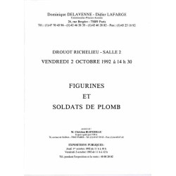 [Katalog aukcyjny] Figurines et soldats de plomb. Paris, Drouot-Richelieu [...] 2 octobre 1992, [...]