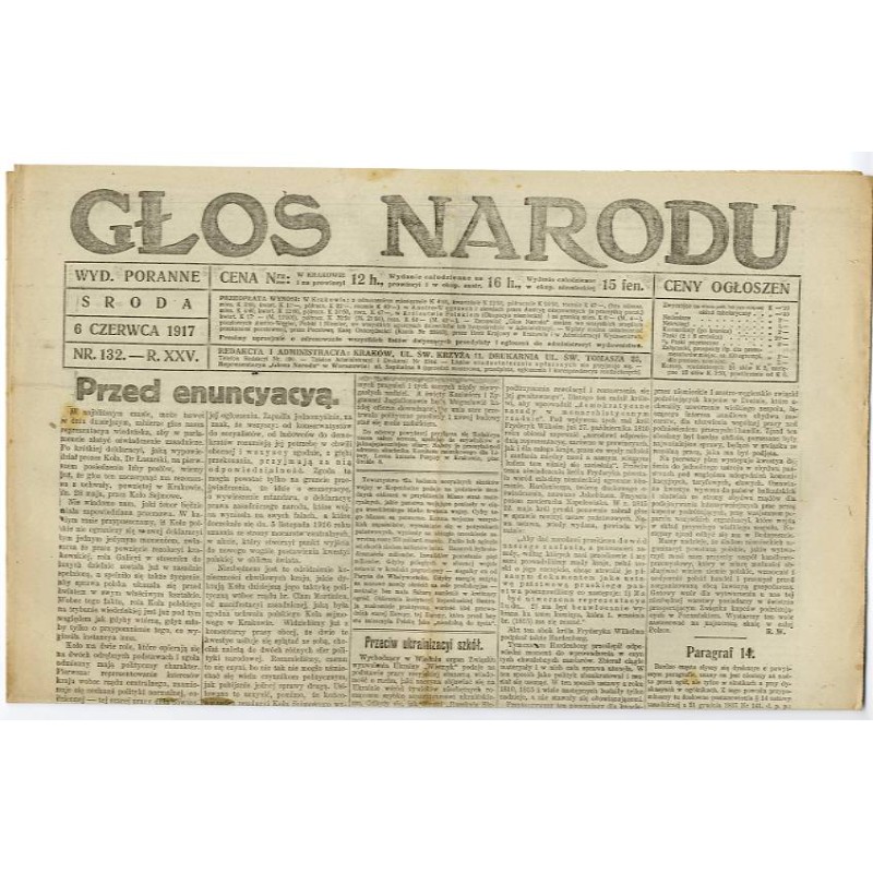 Głos Narodu. R.25 (1917). Nr 132 (6 czerwca 1917). Wydanie poranne