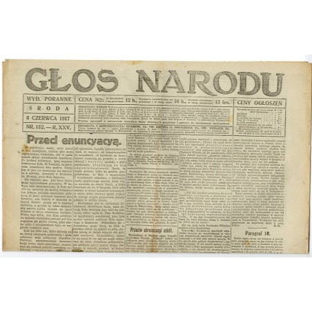 Głos Narodu. R.25 (1917). Nr 132 (6 czerwca 1917). Wydanie poranne