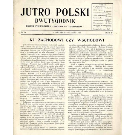 Jutro Polski. Dwutygodnik. 1942. Nr 14 (10 grudzień 1942)