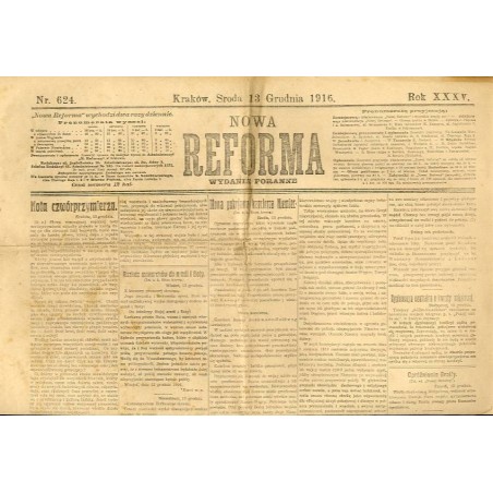 Nowa Reforma. R.35 (1916). Nr 624 (13 grudnia 1916). Wydanie poranne
