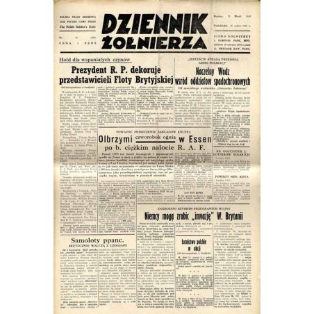 Dziennik Żołnierza. Polska prasa obozowa. Pismo żołnierzy 1. Korpusu Pancerno Mot. R.4 (1943). Nr 61 (796) (15 marca 1943)
