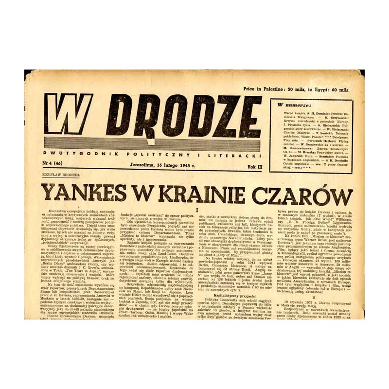 W Drodze. Dwutygodnik polityczny i literacki. R.3 (1945). Nr 4 (46) (16 lutego 1945) / Władysław Broniewski