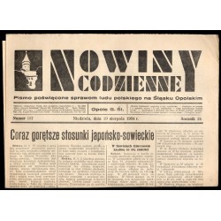 Nowiny Codzienne. Pismo poświęcone sprawom ludu polskiego na Śląsku Opolskim. R.24 (1934). Nr 187 (19 sierpnia 1934)