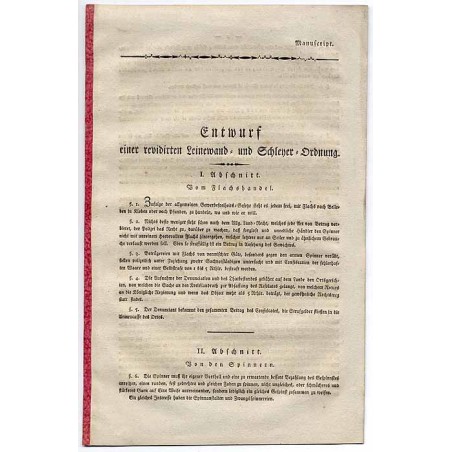 Entwurf einer revidirten Leinewand und SchleyerOrdnung. Manuscript