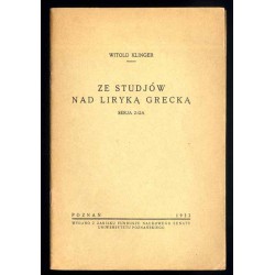 Ze studjów nad liryką grecką. Serja 2-ga