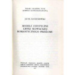 Modele estetyczne liryki słowackiej romantycznego przełomu