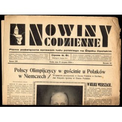 Nowiny Codzienne. Pismo poświęcone sprawom ludu polskiego na Śląsku Opolskim. R.26 (1936). Nr 189 (19 sierpnia 1936)