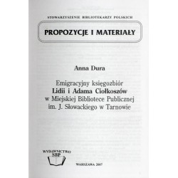 Emigracyjny księgozbiór Lidii i Adama Ciołkoszów w Miejskiej Bibliotece Publicznej im. J. Słowackiego w Tarnowie. [Emigration bo