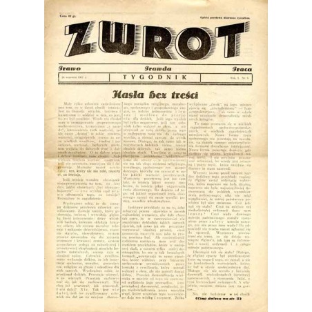Zwrot. Prawo, prawda, praca. Tygodnik. R.1 (1937). Nr 8 (26 września 1937)